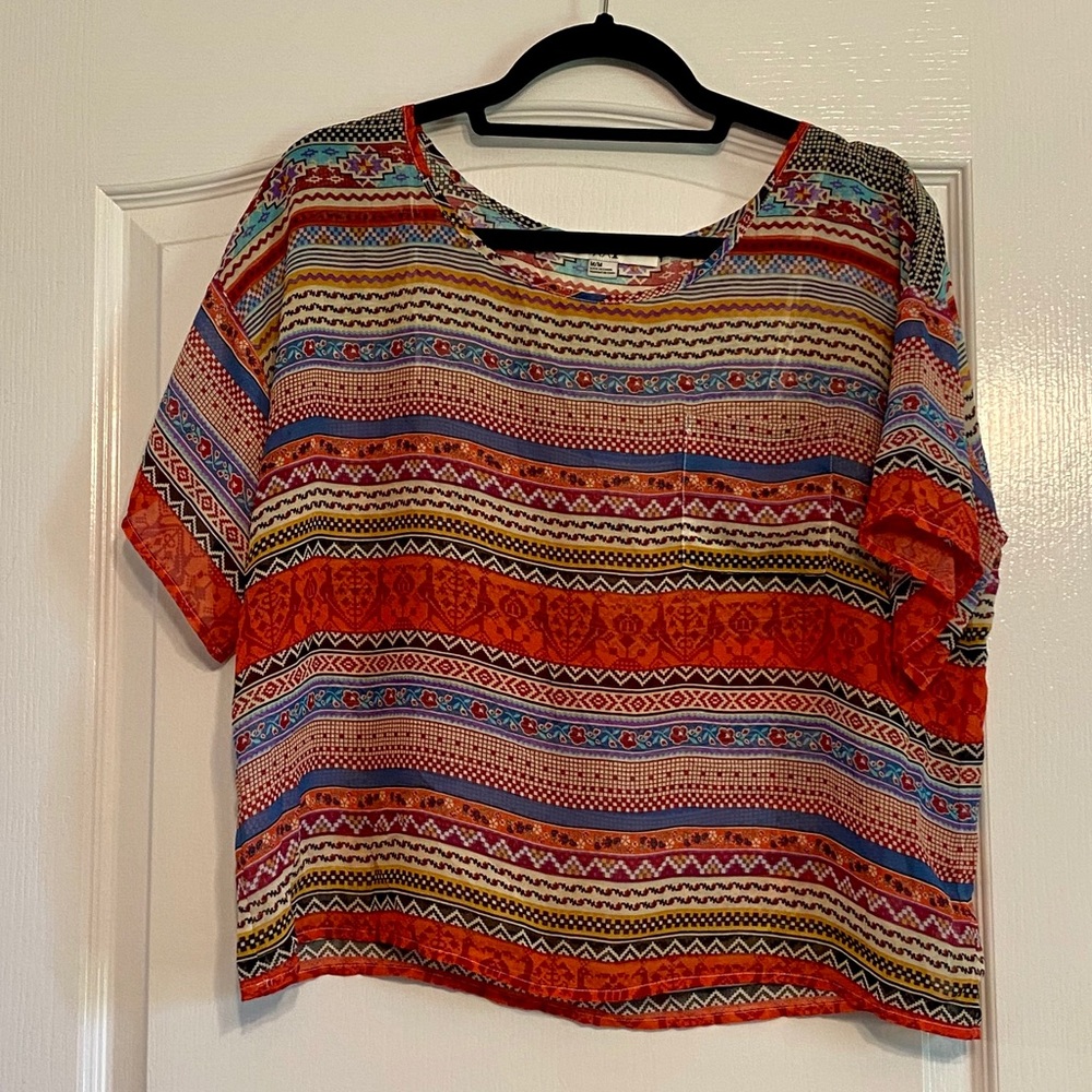 Colorful flowing blouse